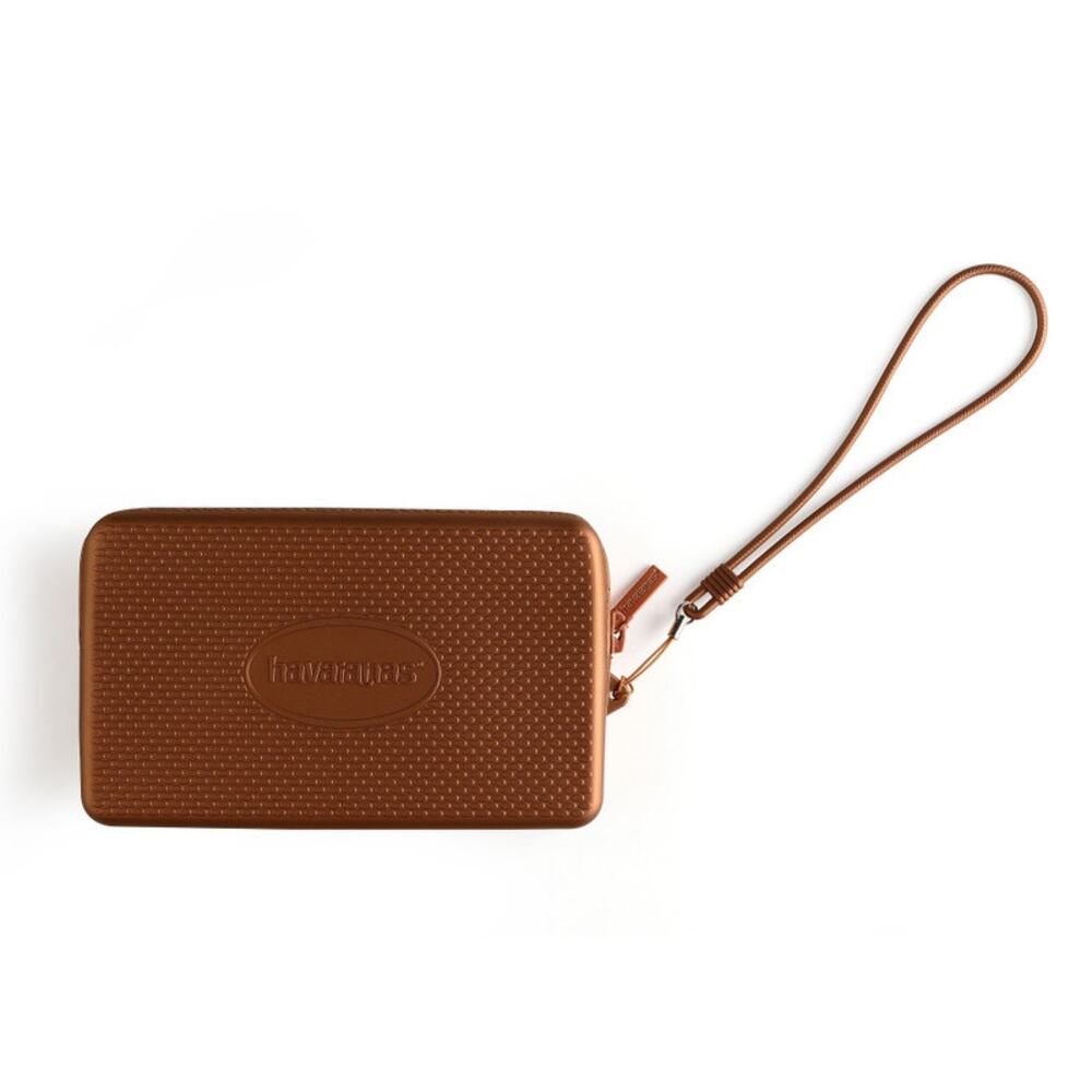 Havaianas Water Resistant Mini Clutch Bag Wallet in Copper Color